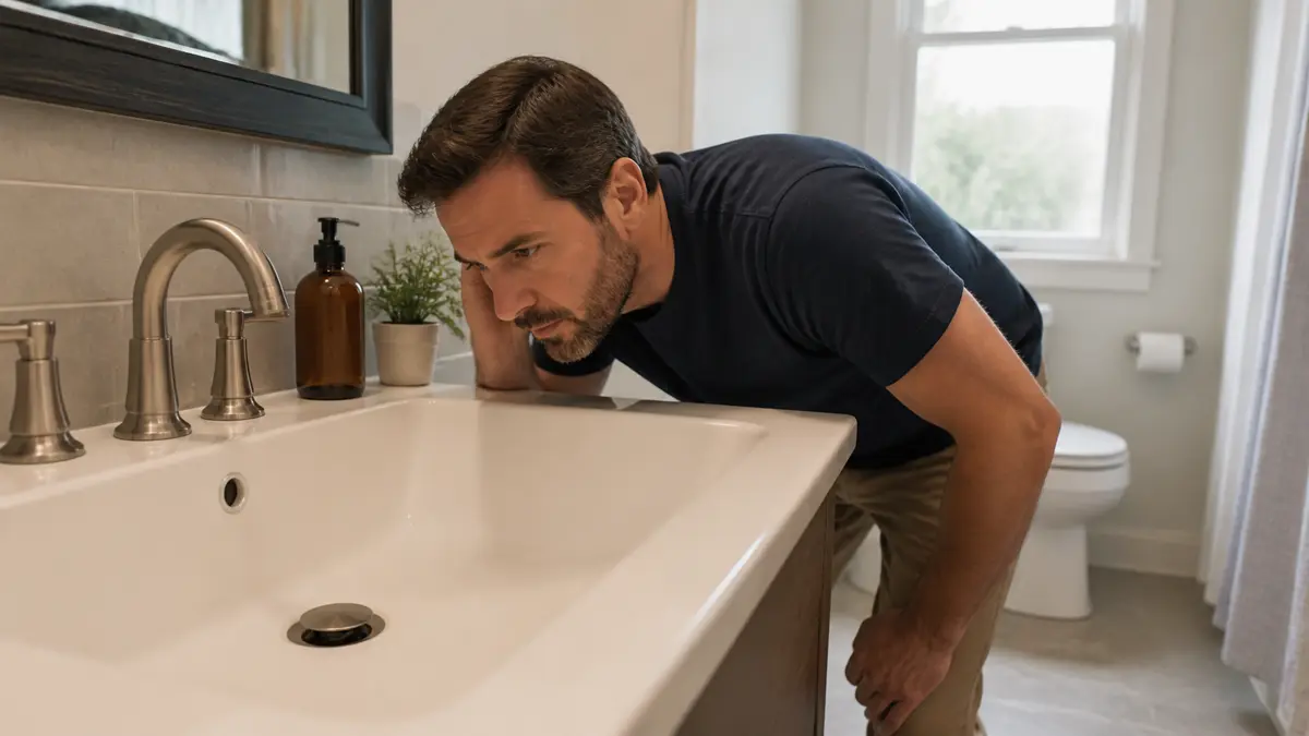 Ogden homeowner listening to a gurgling bathroom drain after flushing a toilet